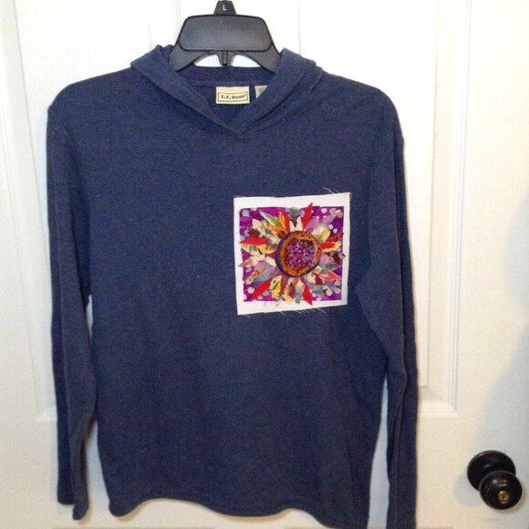 LL Bean Reworked Hoodie, "S", handmade patch, Avant Garde, Bohemian, Coachella - Picture 1 of 5